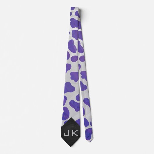 Monogram Dalmatiaans Paars en wit afdrukken Stropdas (Voorkant)