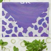 Monogram Dalmatiaans Paars en wit afdrukken Theedoek (Gevouwen)