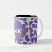 Monogram Dalmatiaans Paars en wit afdrukken Tweekleurige Koffiemok (Voorkant rechts)