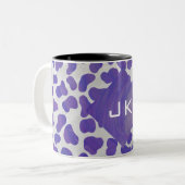 Monogram Dalmatiaans Paars en wit afdrukken Tweekleurige Koffiemok (Voorkant links)