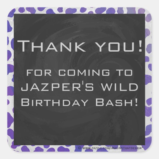 Monogram Dalmatiaans Paars en wit afdrukken Vierkante Sticker (Voorkant)