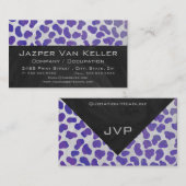 Monogram Dalmatiaans Paars en wit afdrukken Visitekaartje (Voorkant / Achterkant)