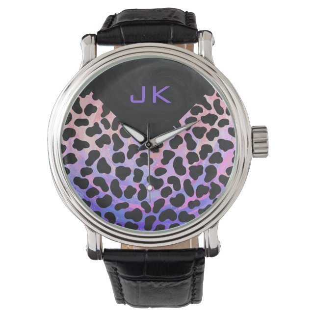 Monogram Dalmatian Black en Pink Horloge (Voorkant)