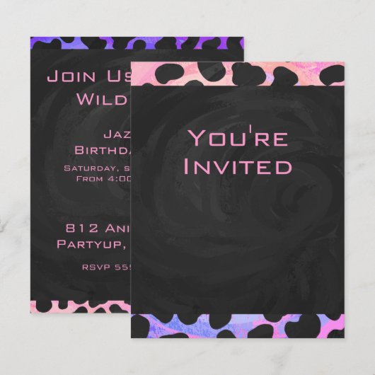 Monogram Dalmatian Black en Pink Kaart (Voorkant / Achterkant)