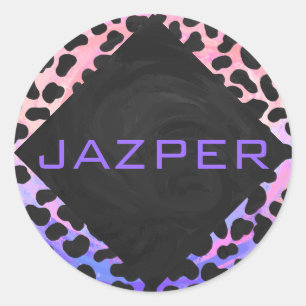 Monogram Dalmatian Black en Pink Ronde Sticker