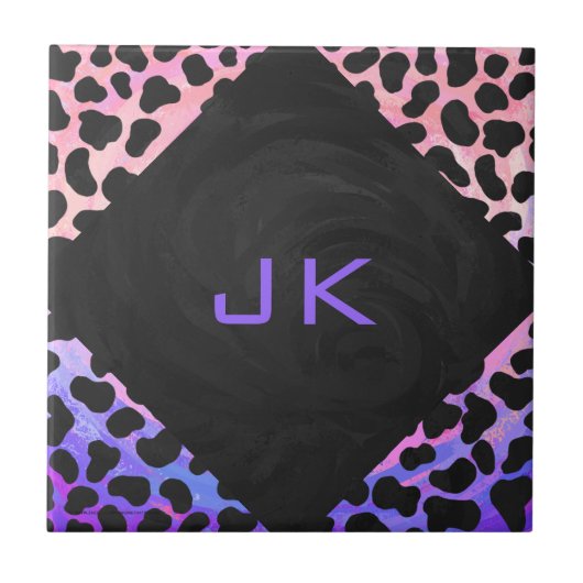 Monogram Dalmatian Black en Pink Tegeltje (Voorkant)