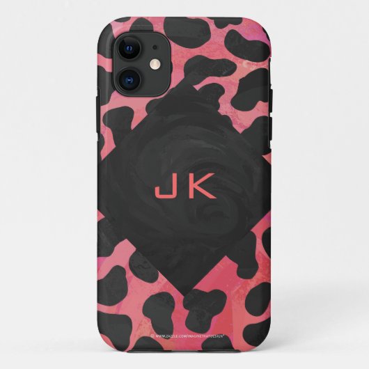 Monogram Dalmatian Black en Red Case-Mate iPhone Case (Achterkant)