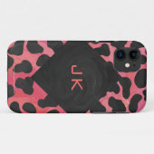 Monogram Dalmatian Black en Red Case-Mate iPhone Case (Achterkant (horizontaal))