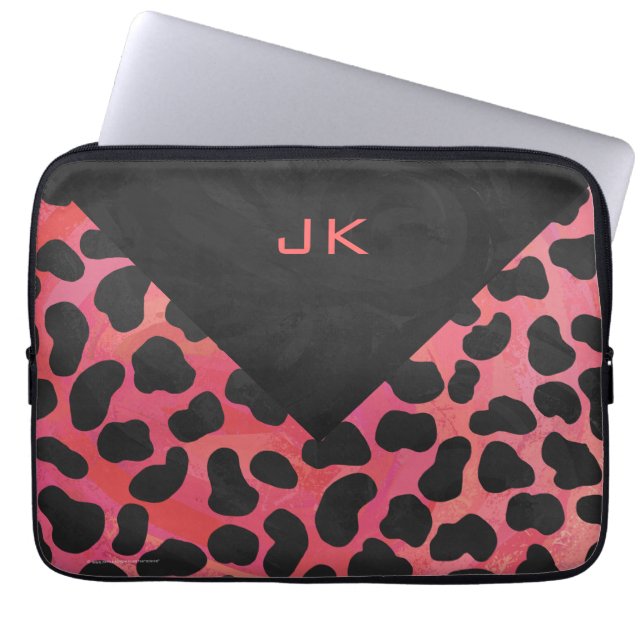 Monogram Dalmatian Black en Red Laptop Sleeve (Voorkant)