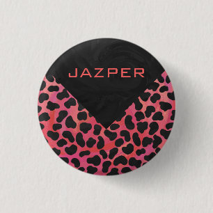 Monogram Dalmatian Black en Red Ronde Button 3,2 Cm