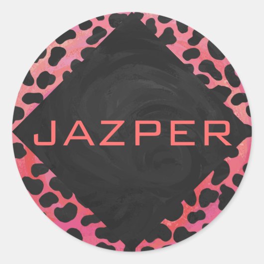Monogram Dalmatian Black en Red Ronde Sticker (Voorkant)