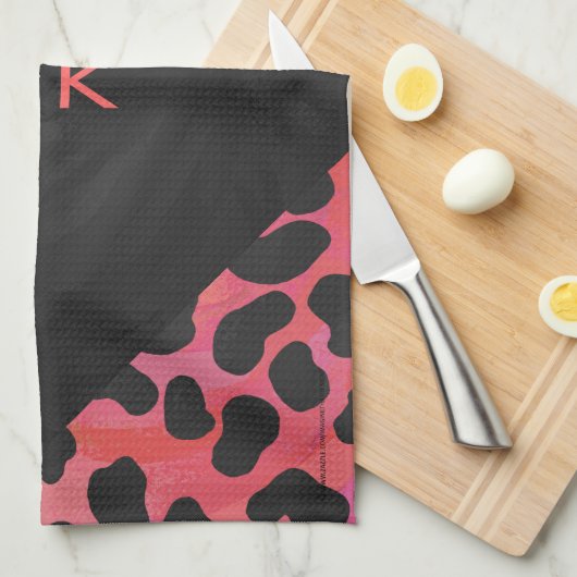 Monogram Dalmatian Black en Red Theedoek (Quarter Fold)