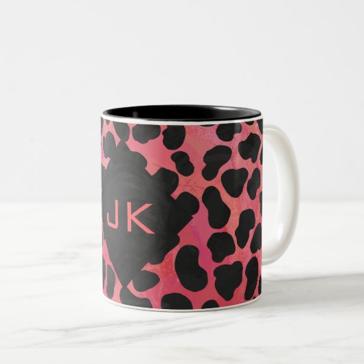 Monogram Dalmatian Black en Red Tweekleurige Koffiemok (Voorkant rechts)