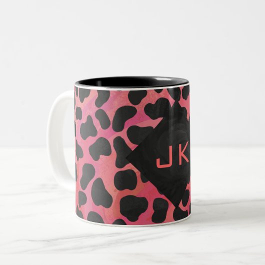 Monogram Dalmatian Black en Red Tweekleurige Koffiemok (Voorkant links)