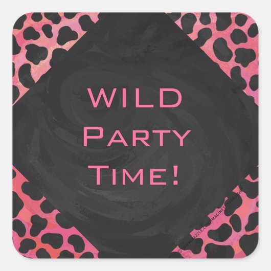 Monogram Dalmatian Black en Red Vierkante Sticker (Voorkant)