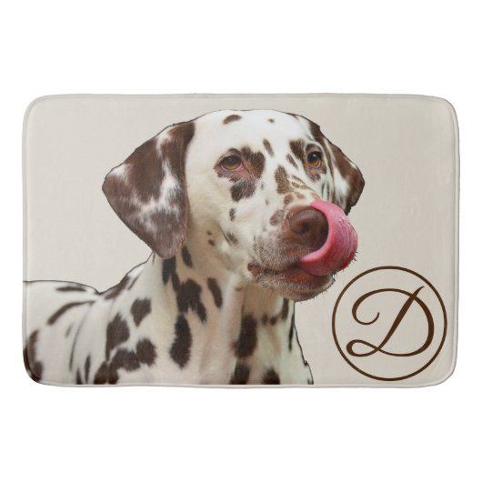 Monogram Dalmatian Dog Tan Brown Elegant Badmat (Voorkant)