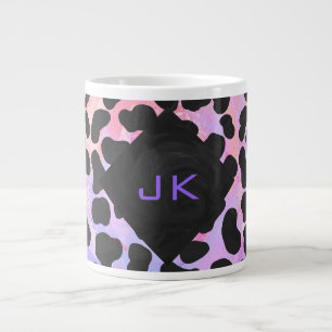 Monogram Dalmatian Zwart en Roze Grote Koffiekop