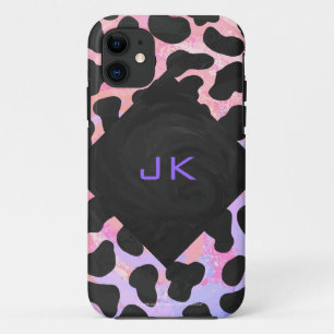 Monogram Dalmatiër Zwart en Roze iPhone 11 Hoesje