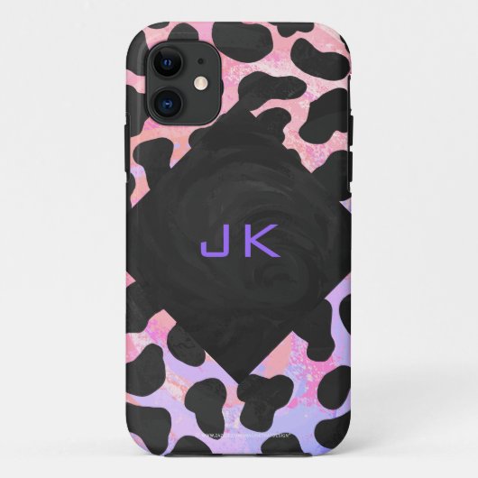 Monogram Dalmatiër Zwart en Roze Case-Mate iPhone Case (Achterkant)