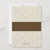 Monogram Damask Baptism/Christening Invite - Bruin Kaart (Achterkant)