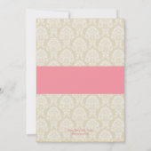 Monogram Damask Baptism/Christening Invite - Roze Kaart (Achterkant)