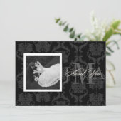 Monogram Damask Bedankt kaarten, Flat (Staand voorkant)