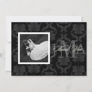 Monogram Damask Bedankt kaarten, Flat