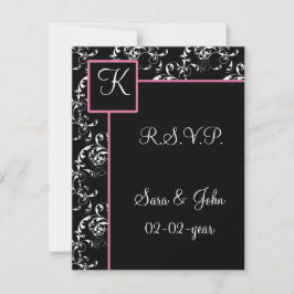 Monogram damask bruiloft R.S.V.P RSVP Kaartje