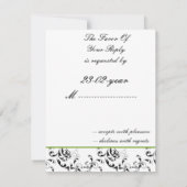 Monogram damask bruiloft R.S.V.P RSVP Kaartje (Achterkant)