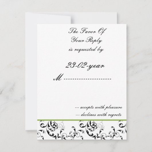 Monogram damask bruiloft R.S.V.P RSVP Kaartje (Achterkant)