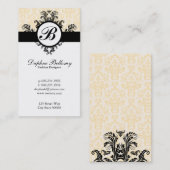 Monogram Damask (crème) Visitekaartje (Voorkant / Achterkant)