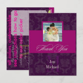 Monogram Damask, dank u foto briefkaarten, Briefkaart (Voorkant / Achterkant)