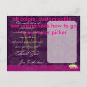 Monogram Damask, dank u foto briefkaarten, Briefkaart (Achterkant)