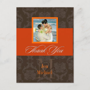 Monogram Damask, dank u foto briefkaarten, Briefkaart