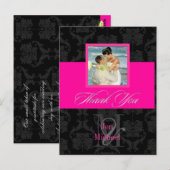 Monogram Damask, dank u foto briefkaarten, Briefkaart (Voorkant / Achterkant)