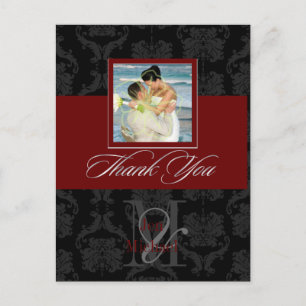 Monogram Damask, Dank u Foto DIY Kleuren Briefkaart