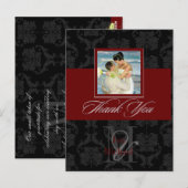 Monogram Damask, Dank u Foto DIY Kleuren Briefkaart (Voorkant / Achterkant)