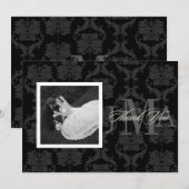 Monogram Damask Dankkaartjes, Plat Bedankkaart (Voorkant / Achterkant)