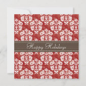 Monogram Damask Holly Berry kerstdiner Invit Kaart (Achterkant)