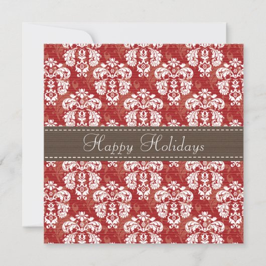 Monogram Damask Holly Berry kerstdiner Invit Kaart (Achterkant)
