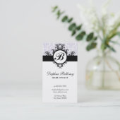 Monogram Damask Lavender Visitekaartje (Staand voorkant)