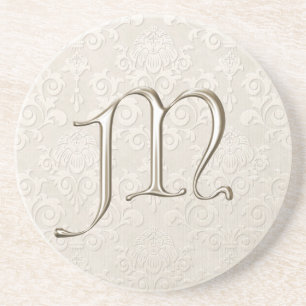 Monogram Damask onderzetters - letter M