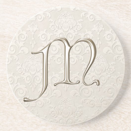 Monogram Damask onderzetters - letter M (Voorkant)