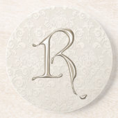 Monogram Damask onderzetters - letter R (Voorkant)