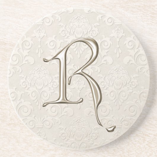 Monogram Damask onderzetters - letter R (Voorkant)