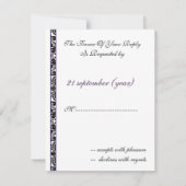 Monogram Damask paarse RSVP-kaarten RSVP Kaartje (Achterkant)