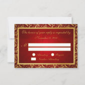 Monogram Damask Red/Gold RSVP-kaarten RSVP Kaartje (Achterkant)