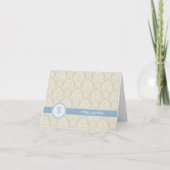 Monogram Damask Thank You Card - Blauw Notitiekaartje (Voorkant)