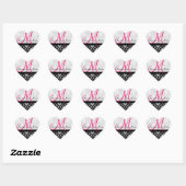 Monogram Damask Trouwgunst Stickers Roze (Vel)