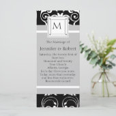 Monogram Damask Trouwprogramma Programmakaart (Staand voorkant)